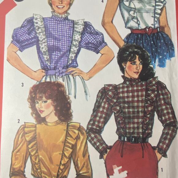 Simplicity 5752 Top Pattern Miss 8 Asymmetrical 80s Ruffle Blouse Church - Picture 1 of 6